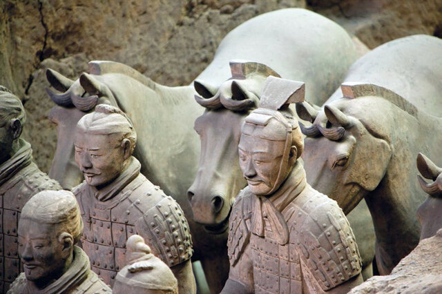 Terra cotta warriors from mausoleum of the first Qin emperor of China