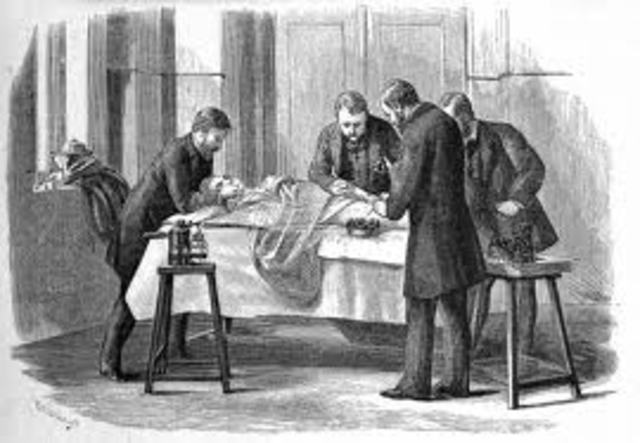 Joseph Lister develops the use of antiseptic in surgery