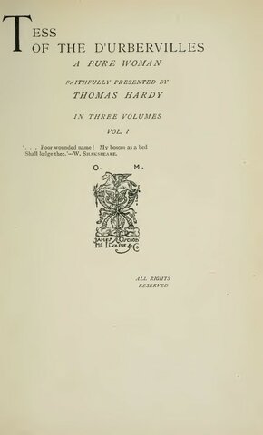 Т. Харди, "Тесс из рода д'Эрбервиллей"