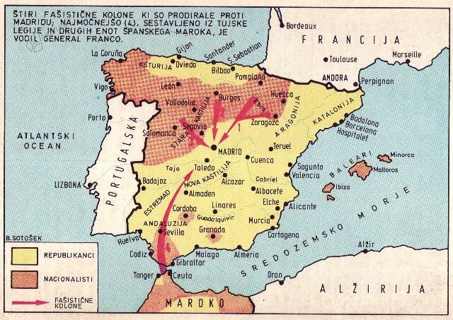 Upor dela vojske pod vodstvom Francisca Franca proti republikanski vladi