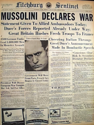 Italija aktivno vključi v 2. sv. vojno