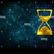 Timeline concept hourglass on digital background g69tdx