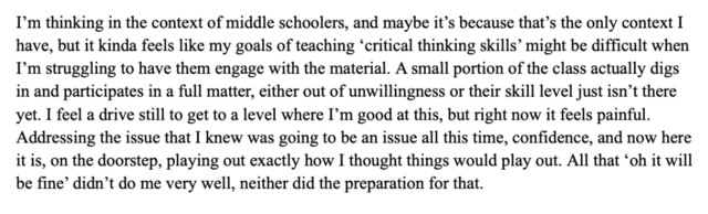 "10/18" Methods Reflection