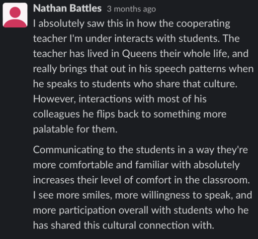 Code-Switching Slack Post