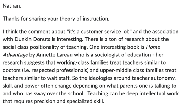 Theory of Instruction - Scott's Feedback Excerpt