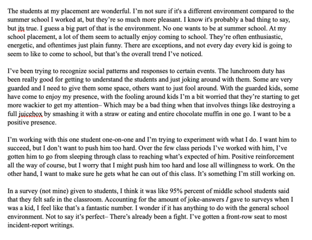 Field Notes Reflection 2