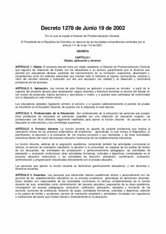 Decreto Ley 1278 19 DE JUNIO DE 2002