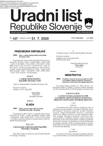 Uradni list izdan v slovenščini