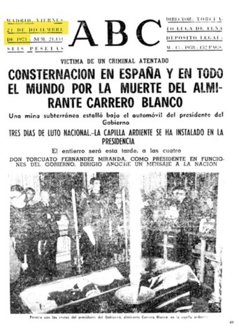 Periódico Muerte Carrero Blanco (1973)