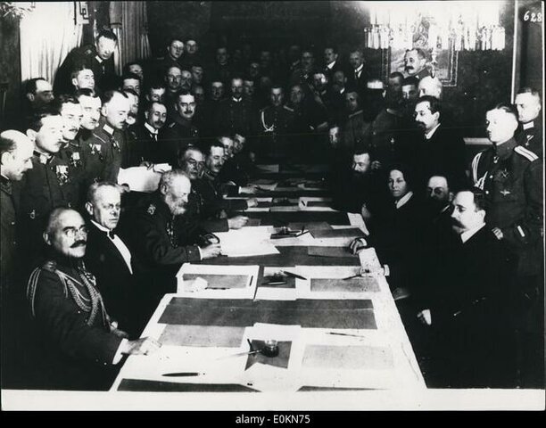 Russia signs the Treaty of Brest-Litovsk with Germany