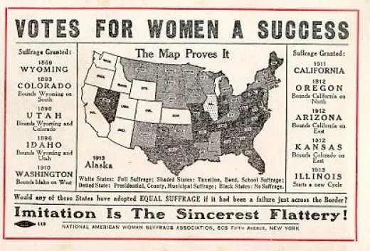 Development of the west (women's suffrage in Wyoming)