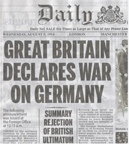 Great britain declares war on Germany