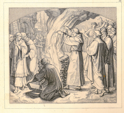 Luther burns papal bull for his arrest