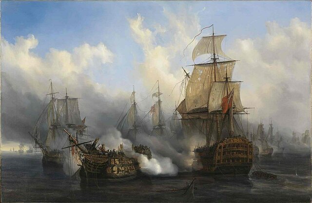 Derrota de la escuadra franco-española contra Inglaterra en Trafalgar.