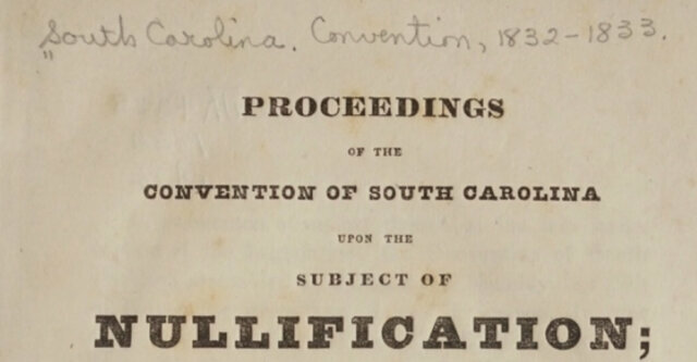Ordinance of Nullification is adopted