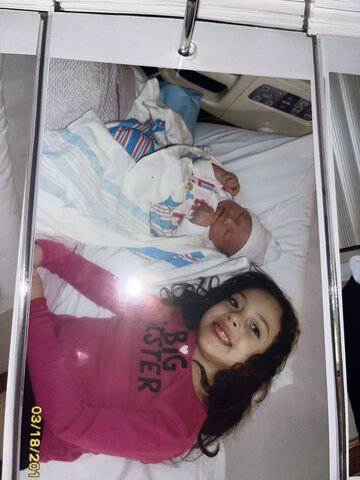 My sister being born