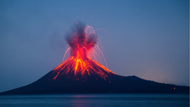 Erupción Volcán Krakatoa, Indonesia