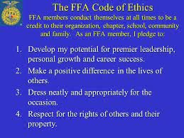 FFA Code of Ethics is Adopted