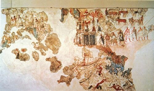 Fresco de la casa Oeste - Acrotiri, Tera, Grecia.