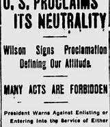 America Proclaims Neutrality in World War 1Aug