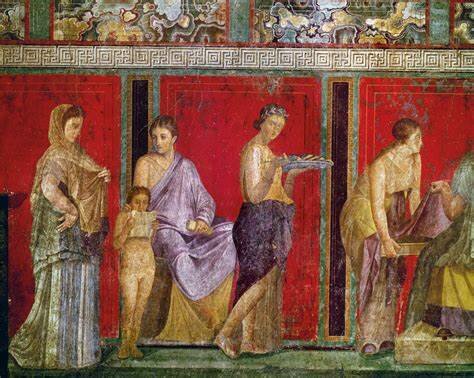 Pintura mural de la Villa de los misterios en Pompeya