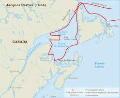 Frenchmen Jacques Cartier navigate the St. Lawrence River names an Island along the River Montreal.
