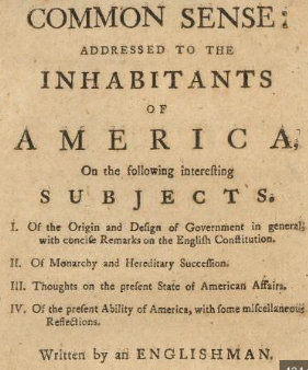 " Common Sense" published by Thomas Paine
