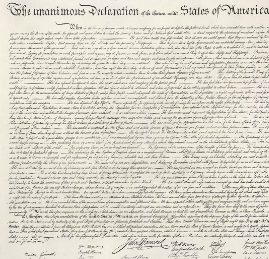 The declaration of independence is signed.