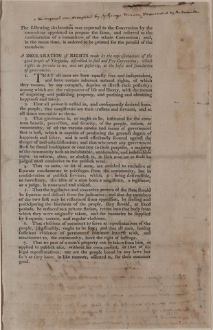 The Virginia Declaration of Rights
