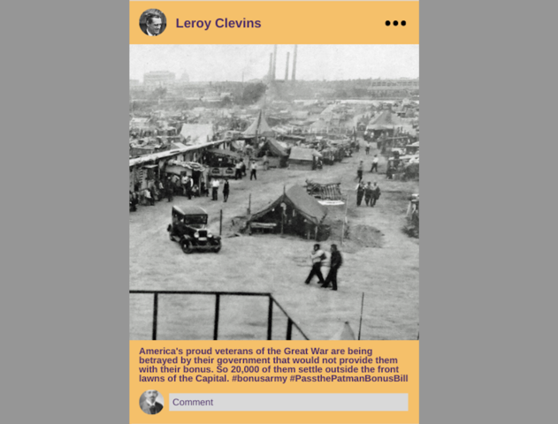 Bonus Army March and Hoovervilles Pop Up