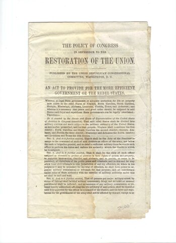 The Reconstruction Acts Of 1867