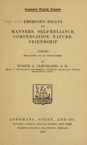 Self Reliance by Ralph Waldo Emerson