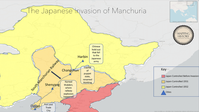 Map of the Japanese Invasion of Manchuria