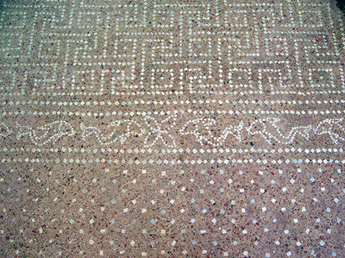 Opus signinum de la Casa de los Delfines de la Colonia Lepida Celsa, Velilla de Ebro.