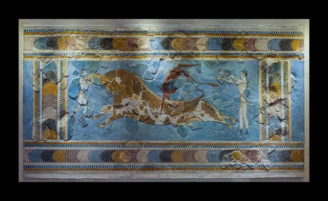 FRESCO ESCENA DEL SALTO DEL TORO.PALACIO DE CNOSSOS. PERIODO NEOPALACIAL.MUSEO DE HERAKLION