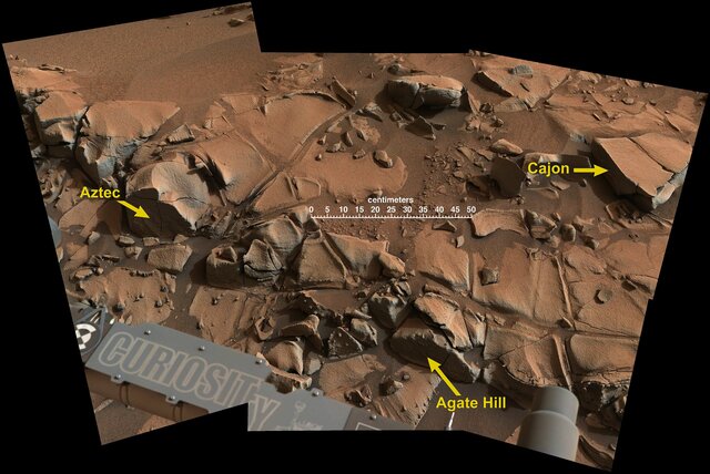 Alexander Hills" bedrock on Mars - viewed by Curiosity