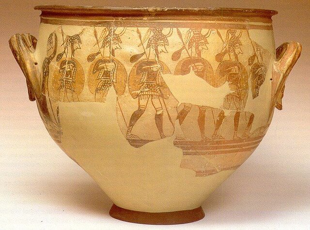 CRÁTERA VASO DE LOS GUERREROS. CERÁMICA DE GRANERO.MICENAS.MUSEO ARQUEOLÓGICO DE ATENAS.