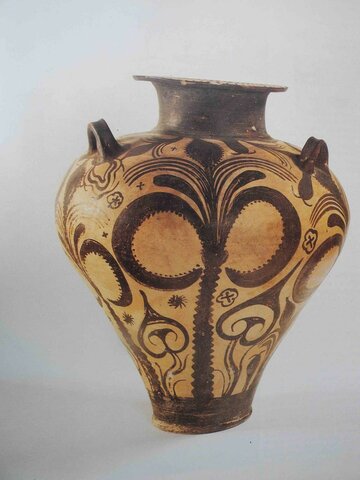 ÁNFORA DE ESTILO PALACIAL. MICÉNICO.CEMENTERIO DE DEIRAS, ARGOS.HERÁLDICO RECIENTE I.MUSEO ARQUEOLÓGICO DE ATENAS.
