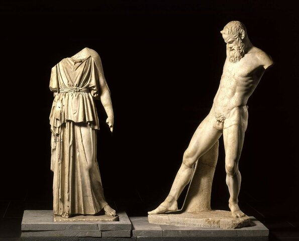 Atenea y Marsias. Época Clásica. Arte Griego.
