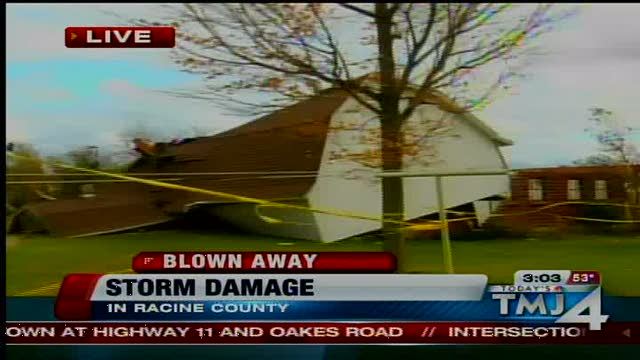 A tornado touched down in Racine, WI.