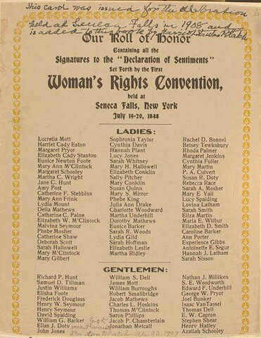 The Declaration of Sentiments is signed