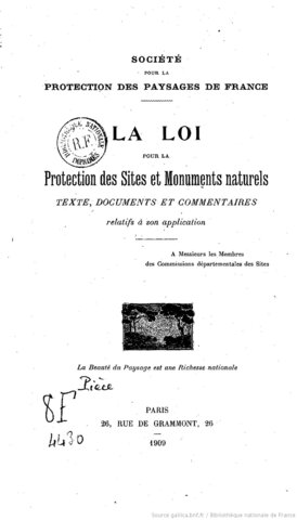 La loi sur la protection des monuments naturels