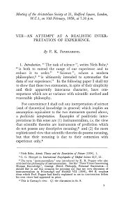 An Attempt at a Realistic Interpretation of Experience