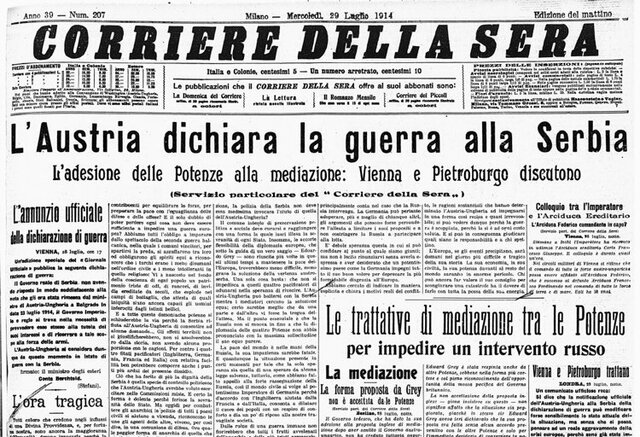 Inizio Prima Guerra Mondiale