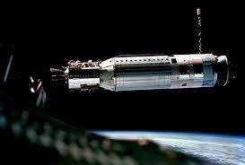 First propulsion maneuver with docked Agena (Gemini X)