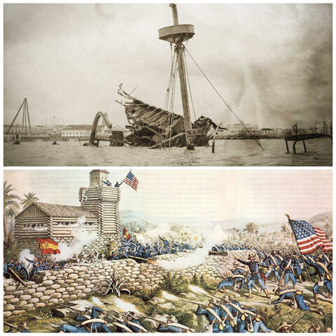 Explosión del acorazado Maine (feb)/EEUU declara la guerra a España (abril)/Tratado de París (diciembre)