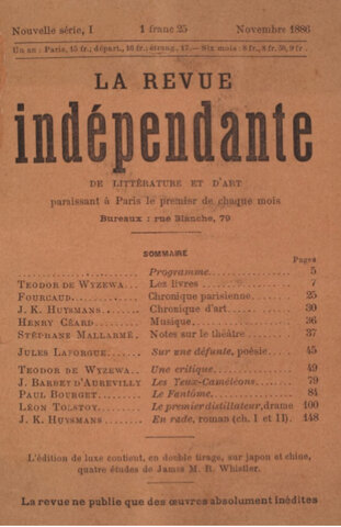 Publication de “la revue indépendante”