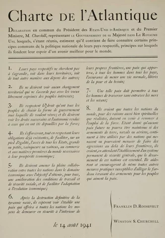 14 aout 1941 : Charte de l'Atlantique