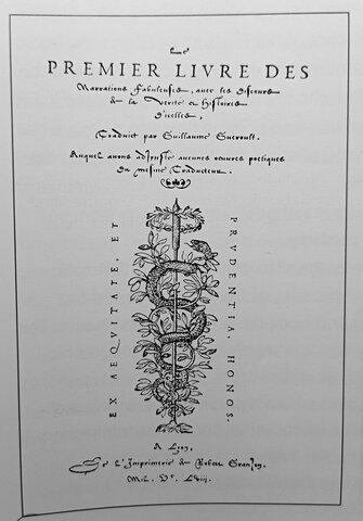 Portada del Primer llibre d'històries fabuloses, Robert Granjon