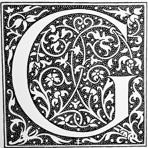 G Majúscula d'una sèrie d'inicials puntillistes, Geoffroy Tori